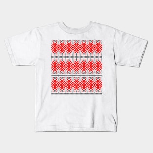 Unity - Force Protection Abundance - Ethno Ukrainian Traditional Pattern - Slavic Ornament Red Black Kids T-Shirt